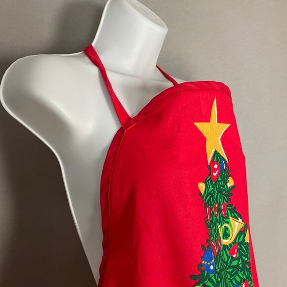 Christmas Apron Tree Presents Pockets Handmade Novelty Gift Red Green Holiday - Picture 10 of 13
